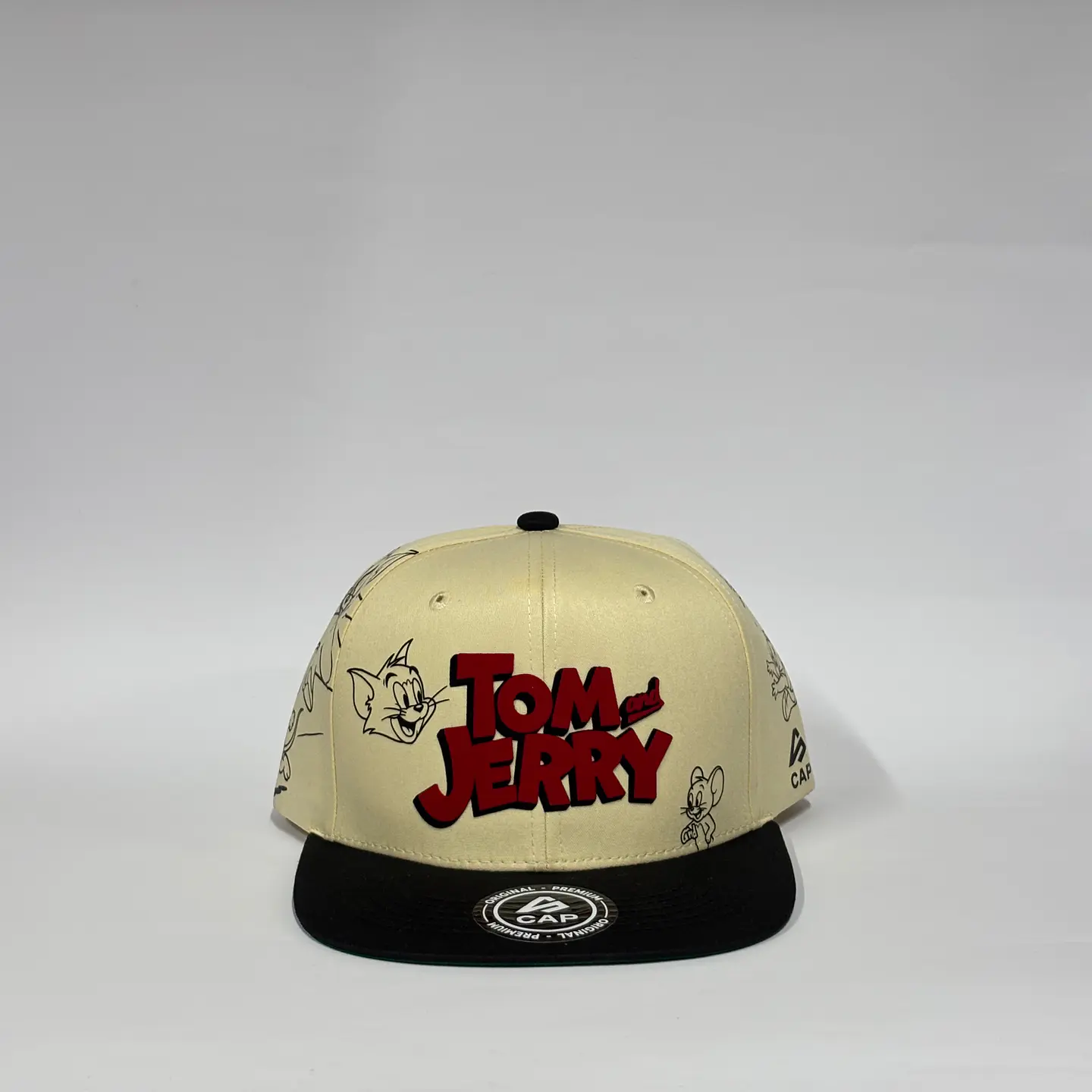 Gorra de lona 6p plana - Beige x negro / Ton & Jerry 1