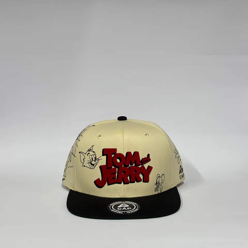 Gorra de lona 6p plana - Beige x negro / Ton & Jerry 1