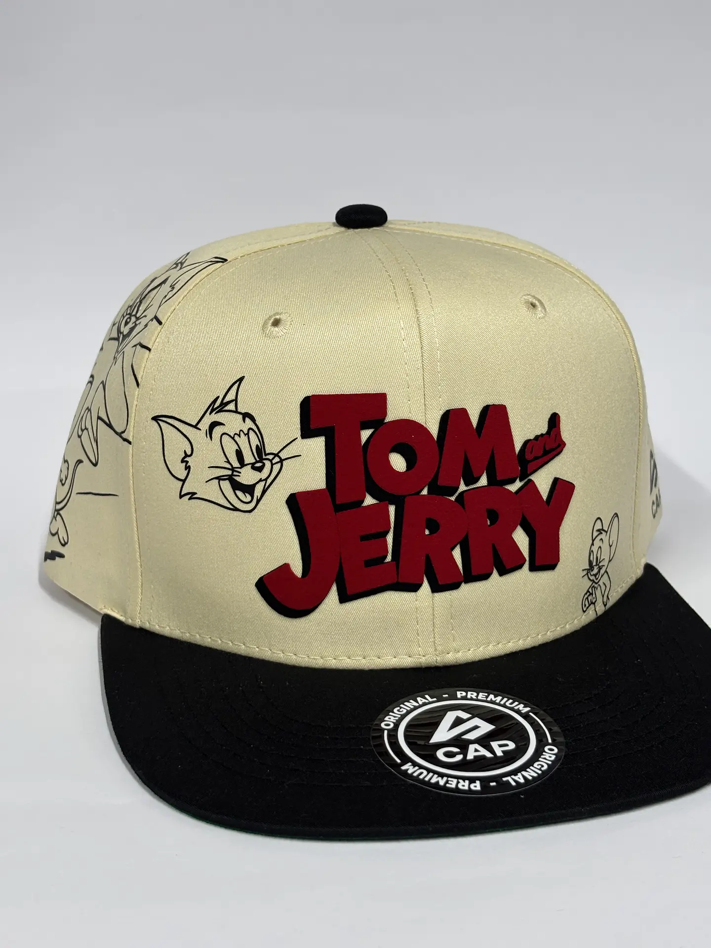 Gorra de lona 6p plana - Beige x negro / Ton & Jerry 2