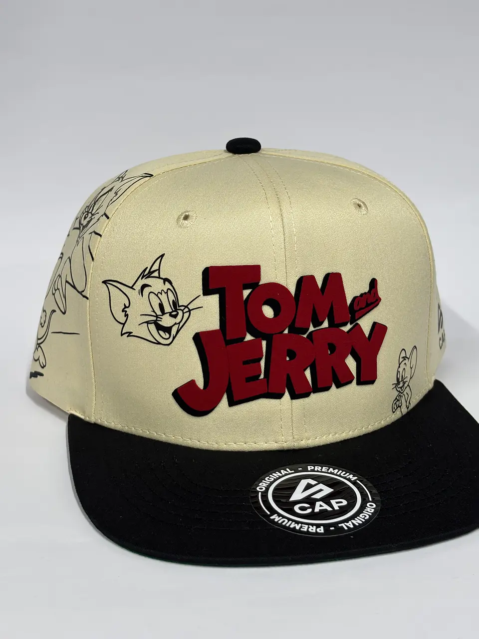 Gorra de lona 6p plana - Beige x negro / Ton & Jerry 2