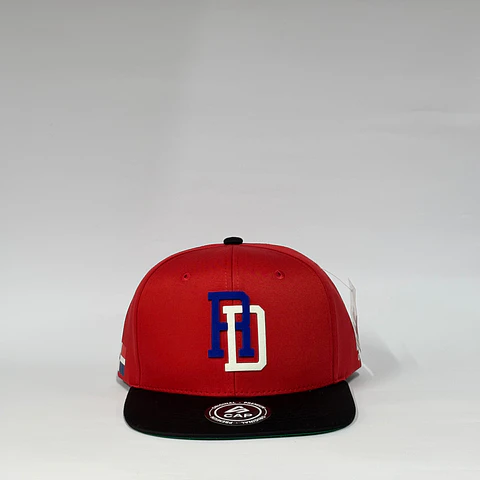 Gorra de lona plana 6p - Rojo x negro / RD