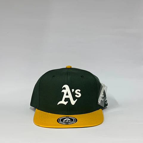 Gorra de lona 6p plana - Verde x amarillo / A´s  Oakland