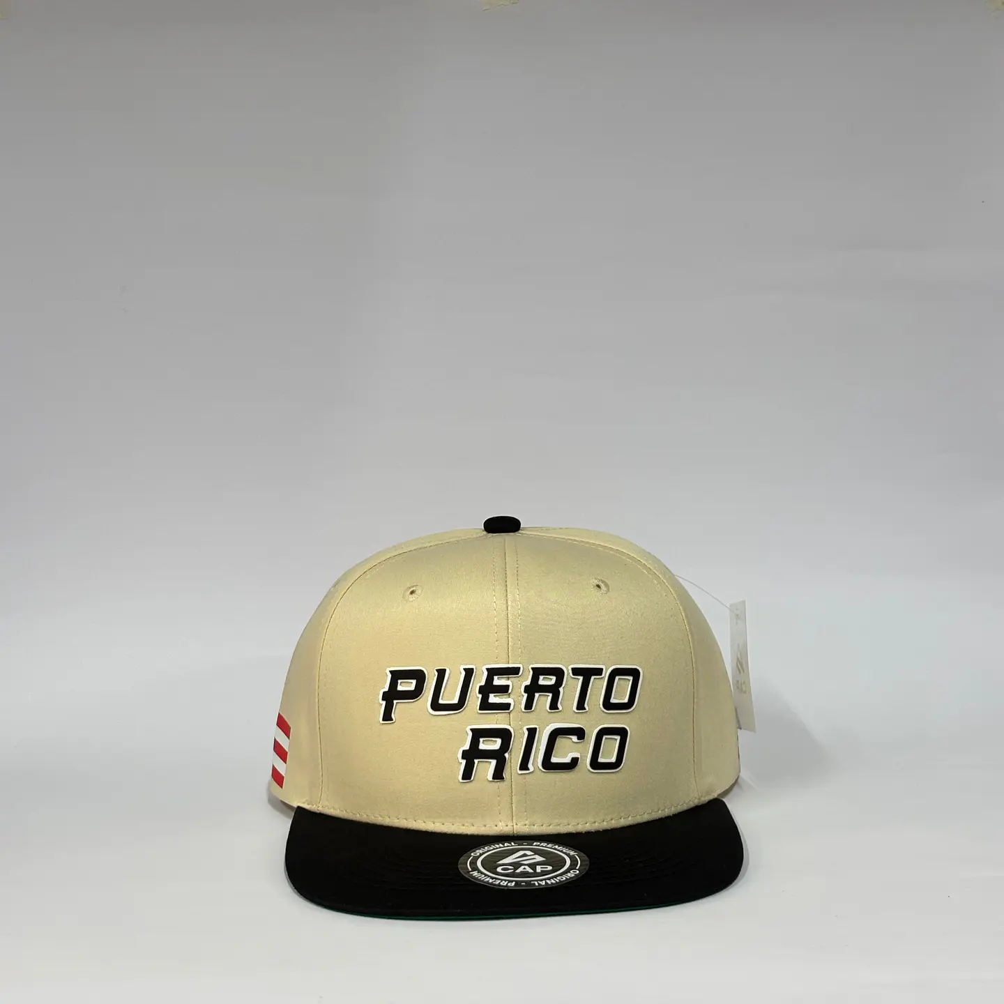 Gorra de lona plana 6p - Beige x Negro / Puerto Rico  1