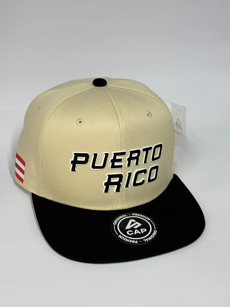 Gorra de lona plana 6p - Beige x Negro / Puerto Rico  2