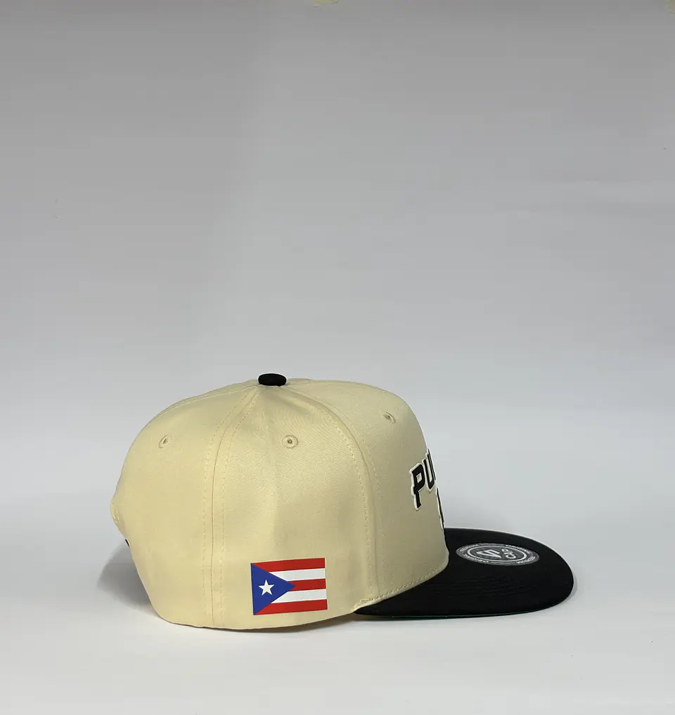 Gorra de lona plana 6p - Beige x Negro / Puerto Rico  3