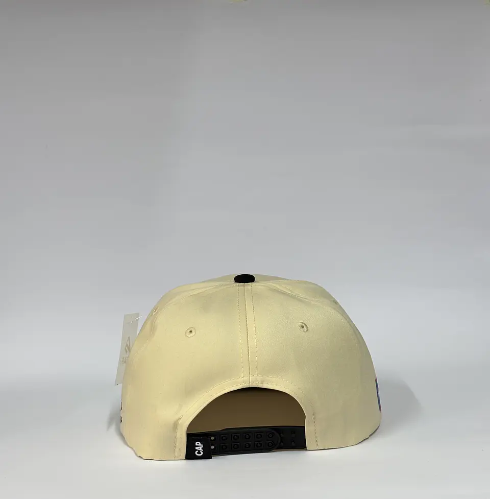 Gorra de lona plana 6p - Beige x Negro / Puerto Rico  4