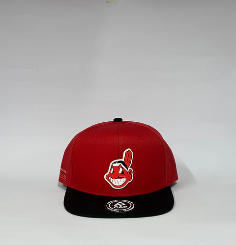 Gorra de lona plana 6p - Rojo x Negro - Indios de Cleveland