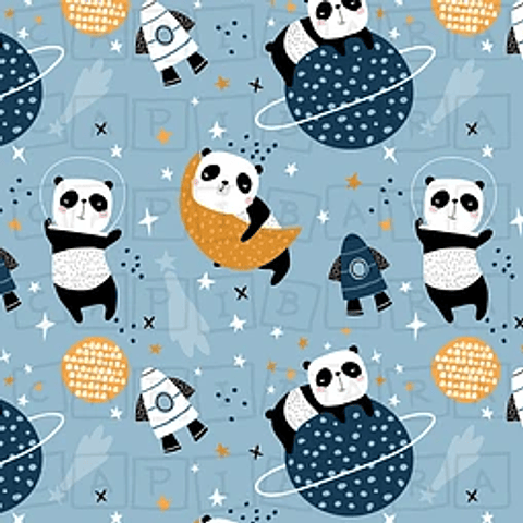 Baberos Pandas Espaciales Bandana rev algodón de punto STOCK