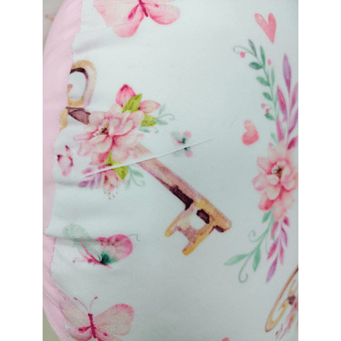 Cojín de lactancia Floral Keys reverso rosado con detalle EN STOCK