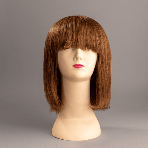 Melena Lisa con Flequillo Castaño 25 cm
