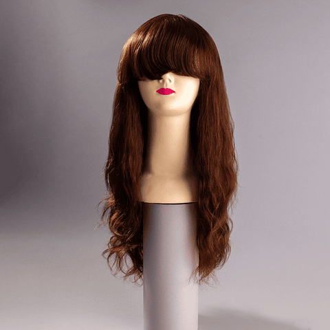 Ondulada con Flequillo castaño 45 cm