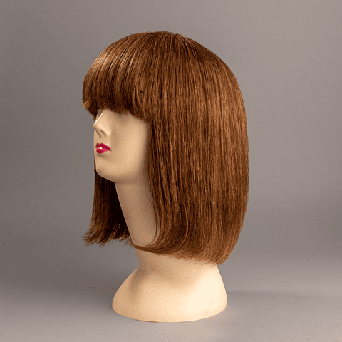 Melena Lisa con Flequillo Castaño 25 cm