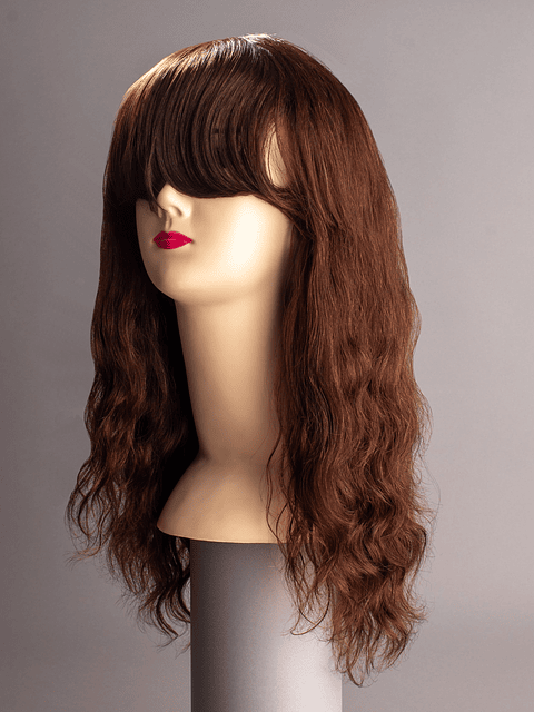 Ondulada con Flequillo castaño 40 cm