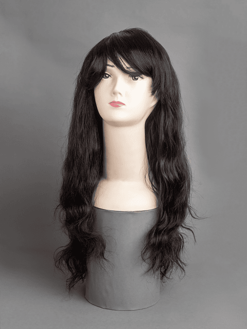 Ondulada Con Flequillo Castaño Oscuro 50 cm