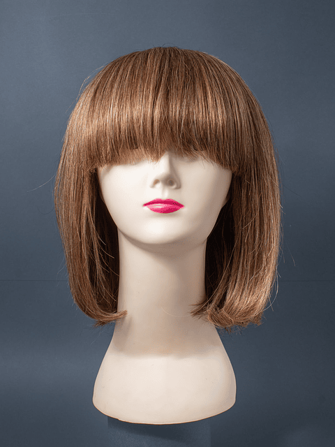 Melena Lisa con Flequillo Castaño Claro 25 cm