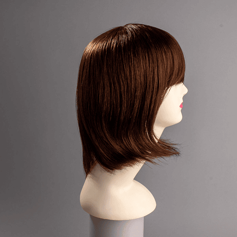 Melena Lisa con Flequillo Castaño 25 cm