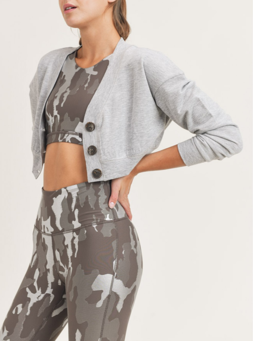 Polerón Crop Elsa Gris