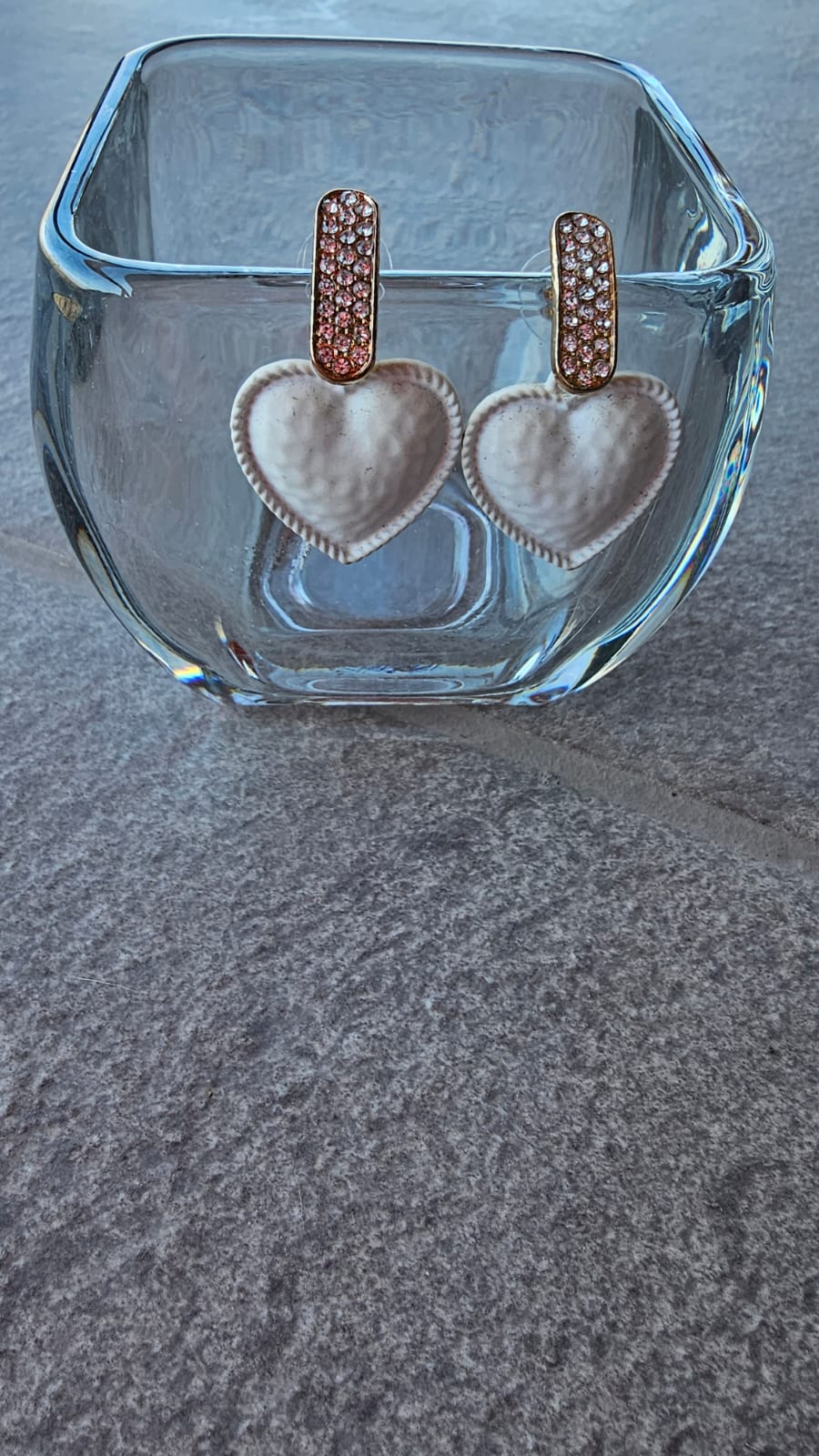 Aros corazón y strass