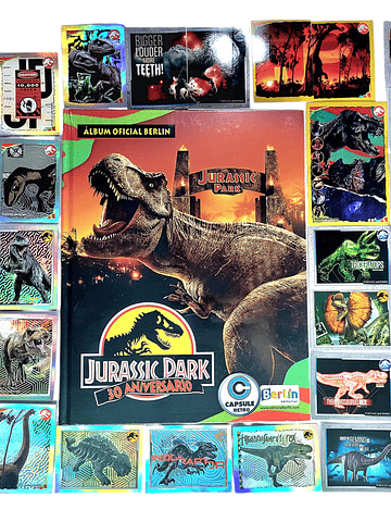 Álbum Jurassic Park tapa dura completo a pegar + cartas