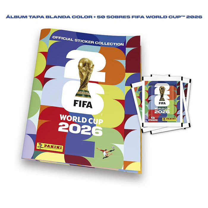 álbum Fifa World Cup 2026 tapa blanda + 50 sobres
