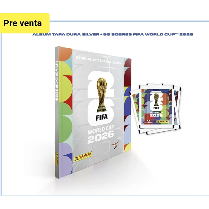preventa álbum Fifa World Cup 2026 tapa dura color + 50 sobres