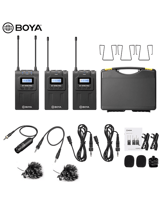 MICRÓFONO INALÁMBRICO DOBLE  ( Receptor + 2 Transmisores ) BY-WM8 Pro K2