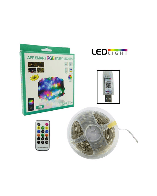 Rollo LED RGB USB 10 mt, Con APP, control y Efectos De Luz