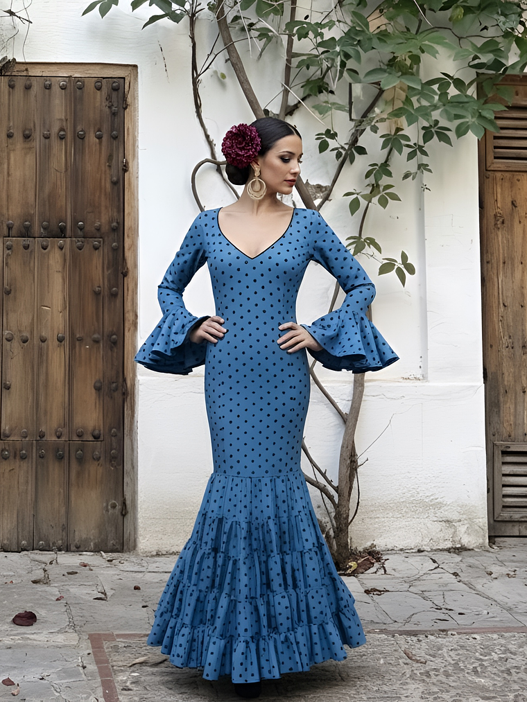 VESTIDO CARMELA AÑIL LUNAR NEGRO 1