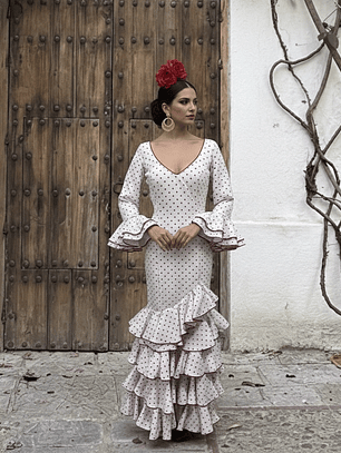 VESTIDO LUCÍA BLANCO LUNAR ROJO PEQUEÑO