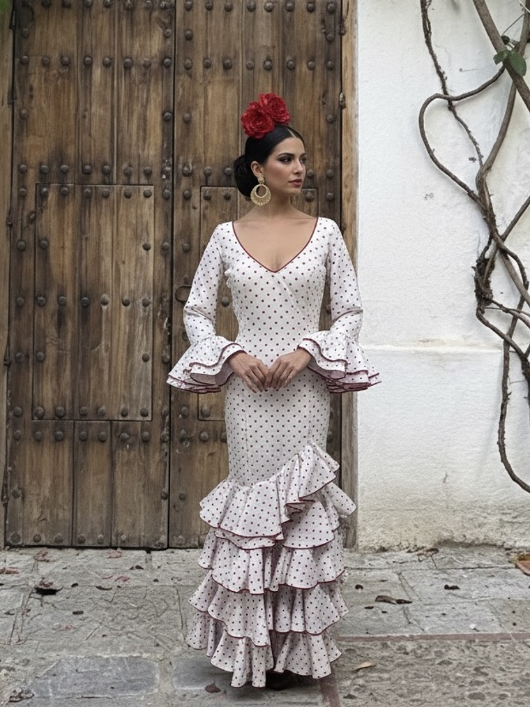 VESTIDO LUCÍA BLANCO LUNAR ROJO PEQUEÑO 1