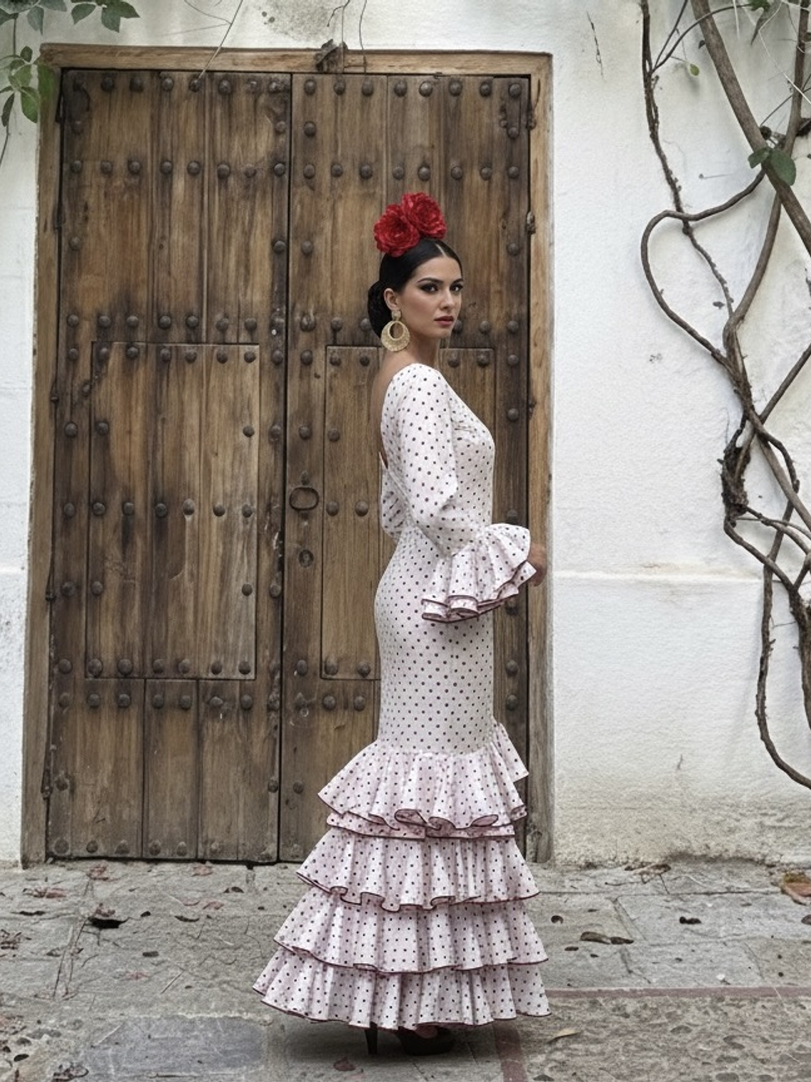 VESTIDO LUCÍA BLANCO LUNAR ROJO PEQUEÑO 2