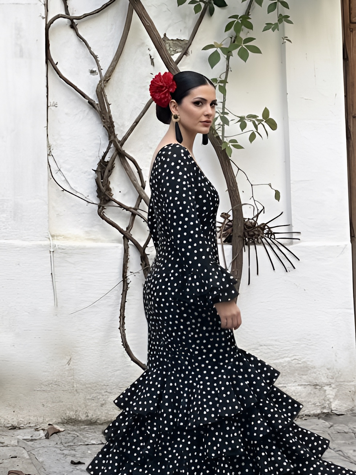 VESTIDO LUCÍA NEGRO LUNAR BLANCO 2