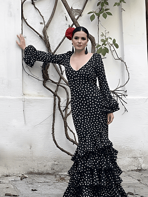 VESTIDO LUCÍA NEGRO LUNAR BLANCO