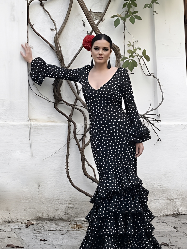 VESTIDO LUCÍA NEGRO LUNAR BLANCO 1