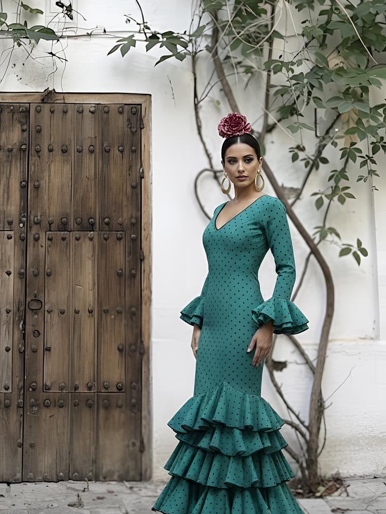 VESTIDO LUCÍA VERDE PETROLEO LUNAR NEGRO PEQUEÑO 1