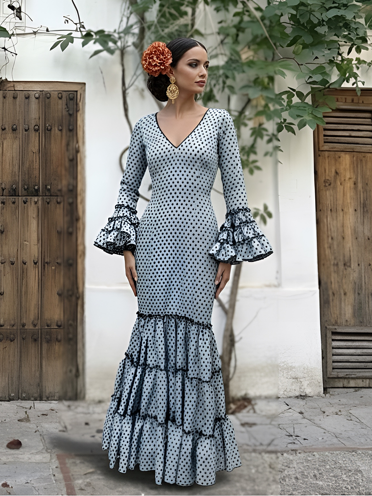 VESTIDO CARMEN CELESTE LUNAR NEGRO PEQUEÑO 1