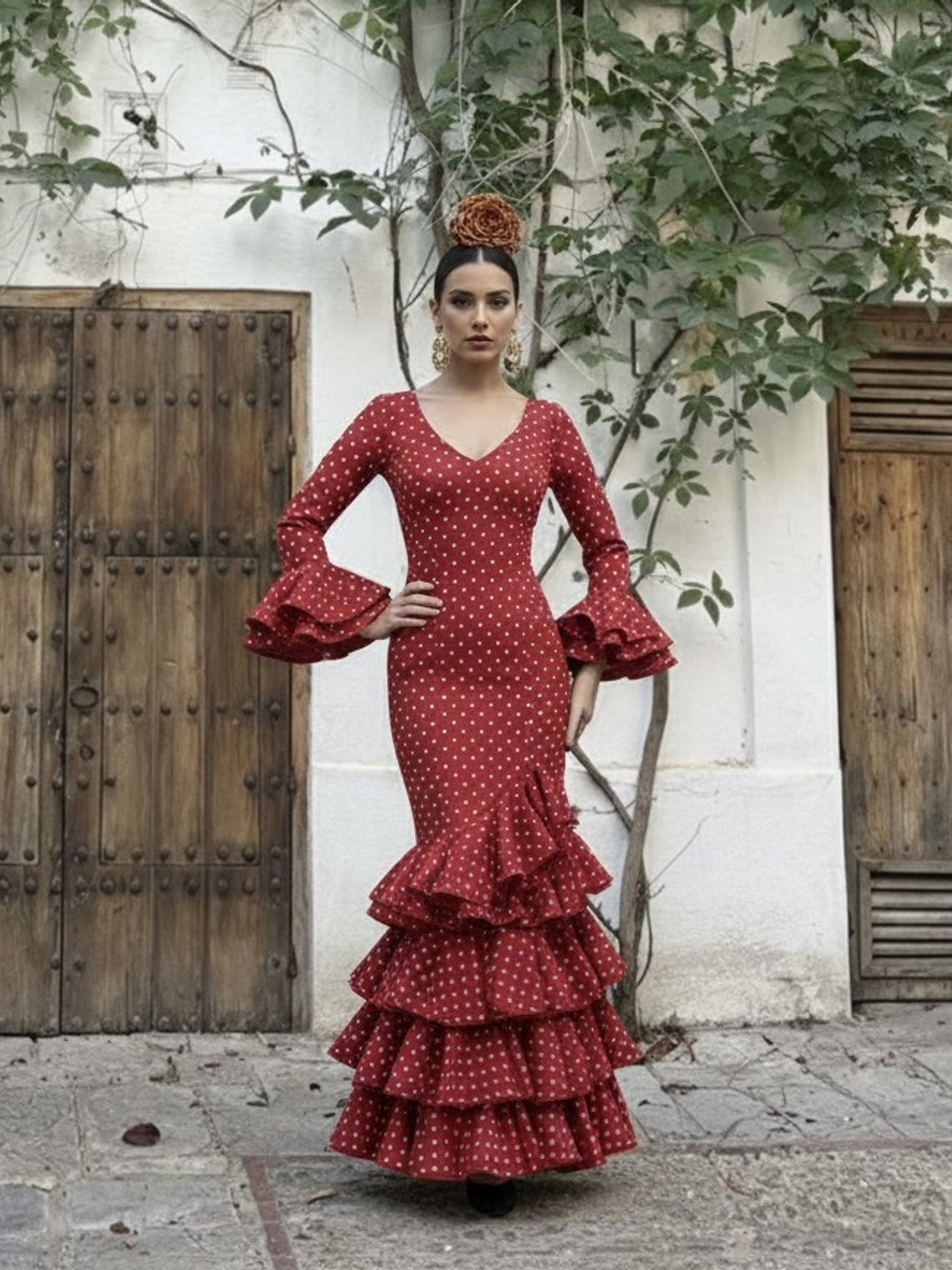 VESTIDO LUCÍA ROJO LUNAR BLANCO 1