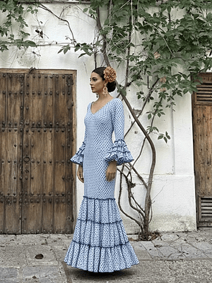 VESTIDO CARMEN CELESTE LUNAR AZUL PEQUEÑO
