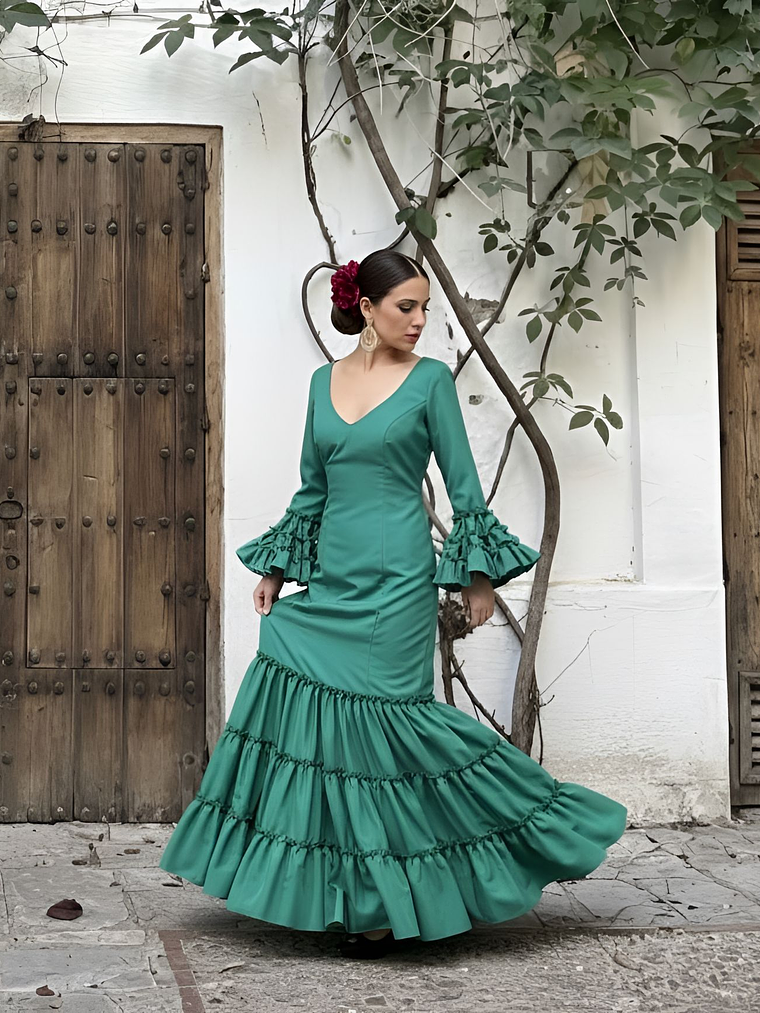 VESTIDO CARMEN VERDE PETRÓLEO 2