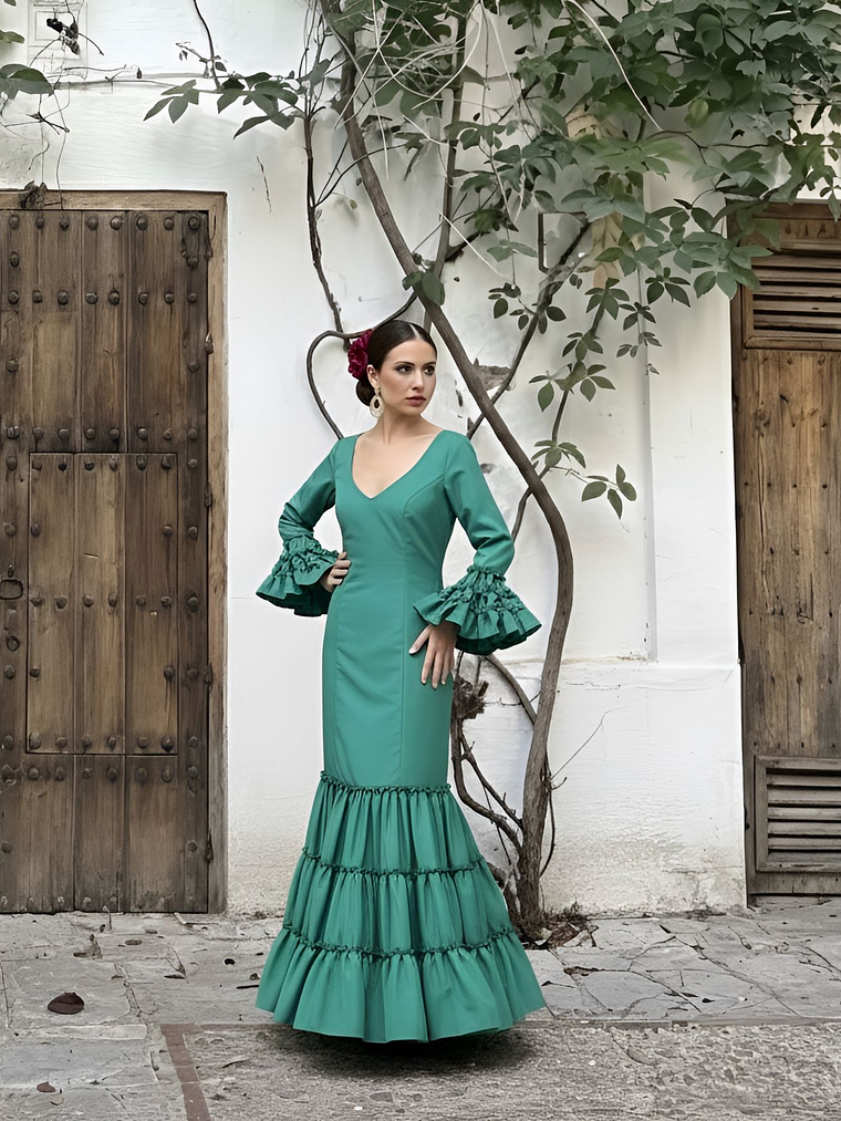 VESTIDO CARMEN VERDE PETRÓLEO 1