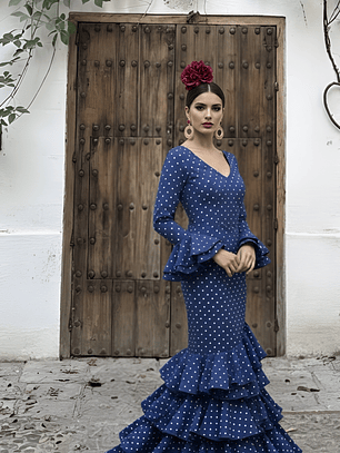 VESTIDO LUCÍA AZULINA LUNAR BLANCO