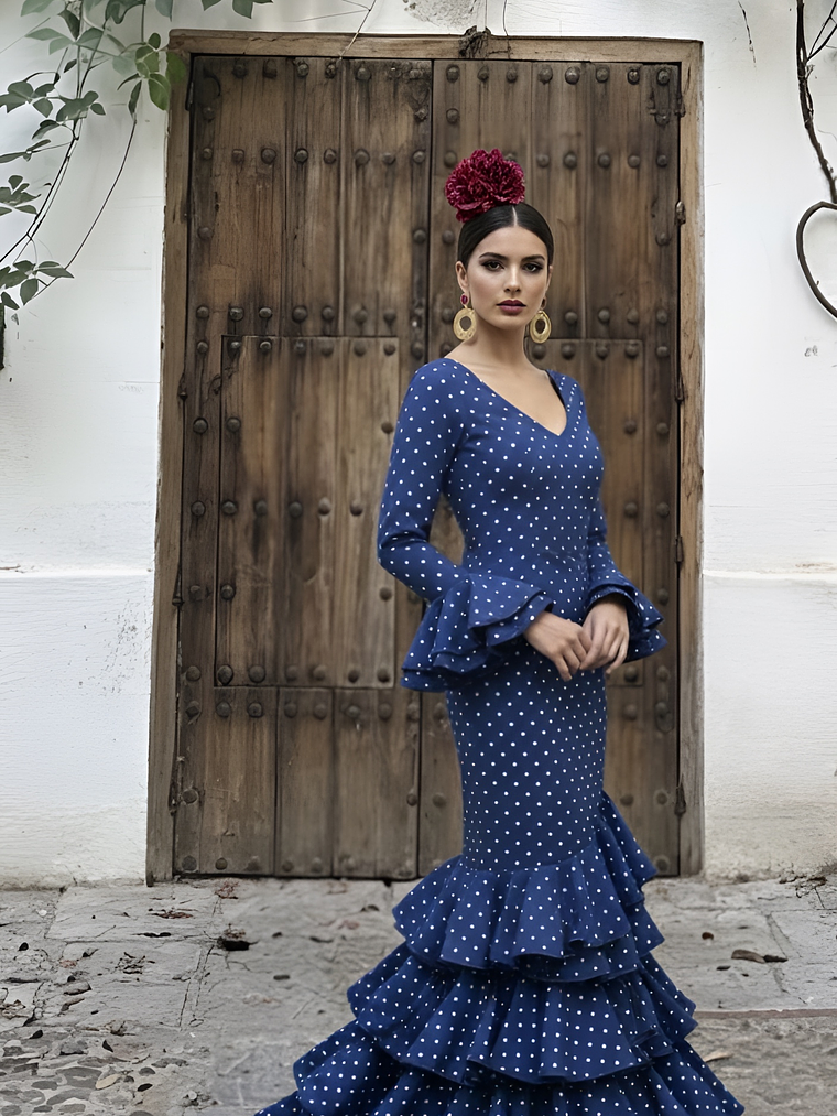 VESTIDO LUCÍA AZULINA LUNAR BLANCO 1