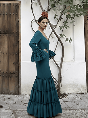 VESTIDO CARMEN AZUL PETRÓLEO