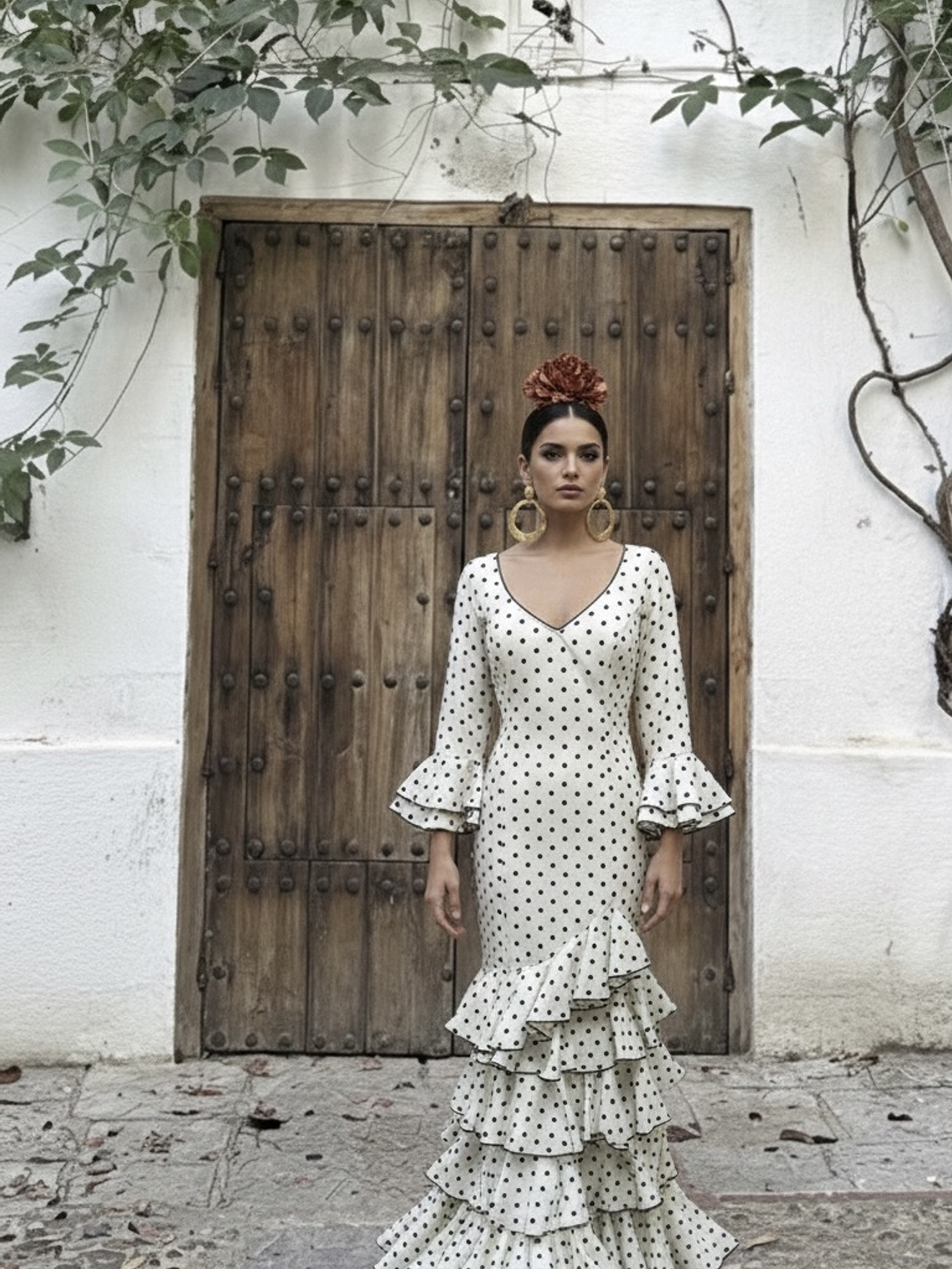 VESTIDO LUCÍA BLANCO LUNAR NEGRO 1