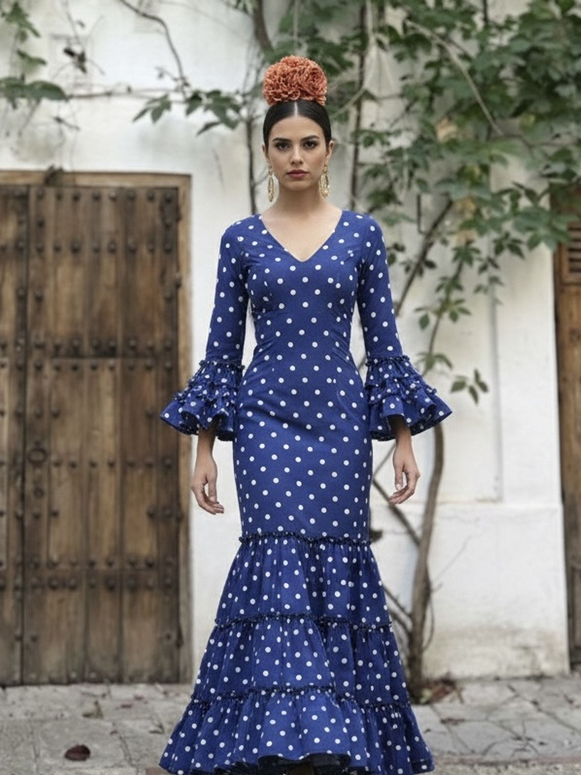 VESTIDO CARMEN AZULINA LUNAR BLANCO 1