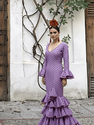 VESTIDO LUCÍA MALVA LUNAR NARANJA