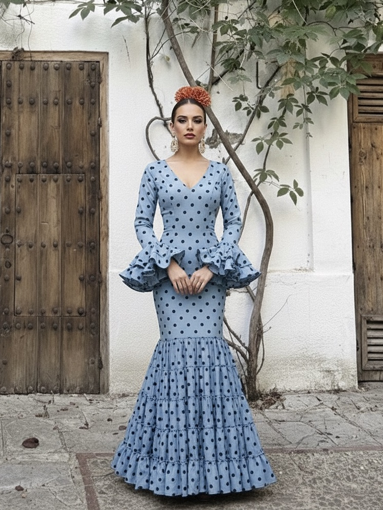 VESTIDO CARMELA CELESTE LUNAR AZUL 1