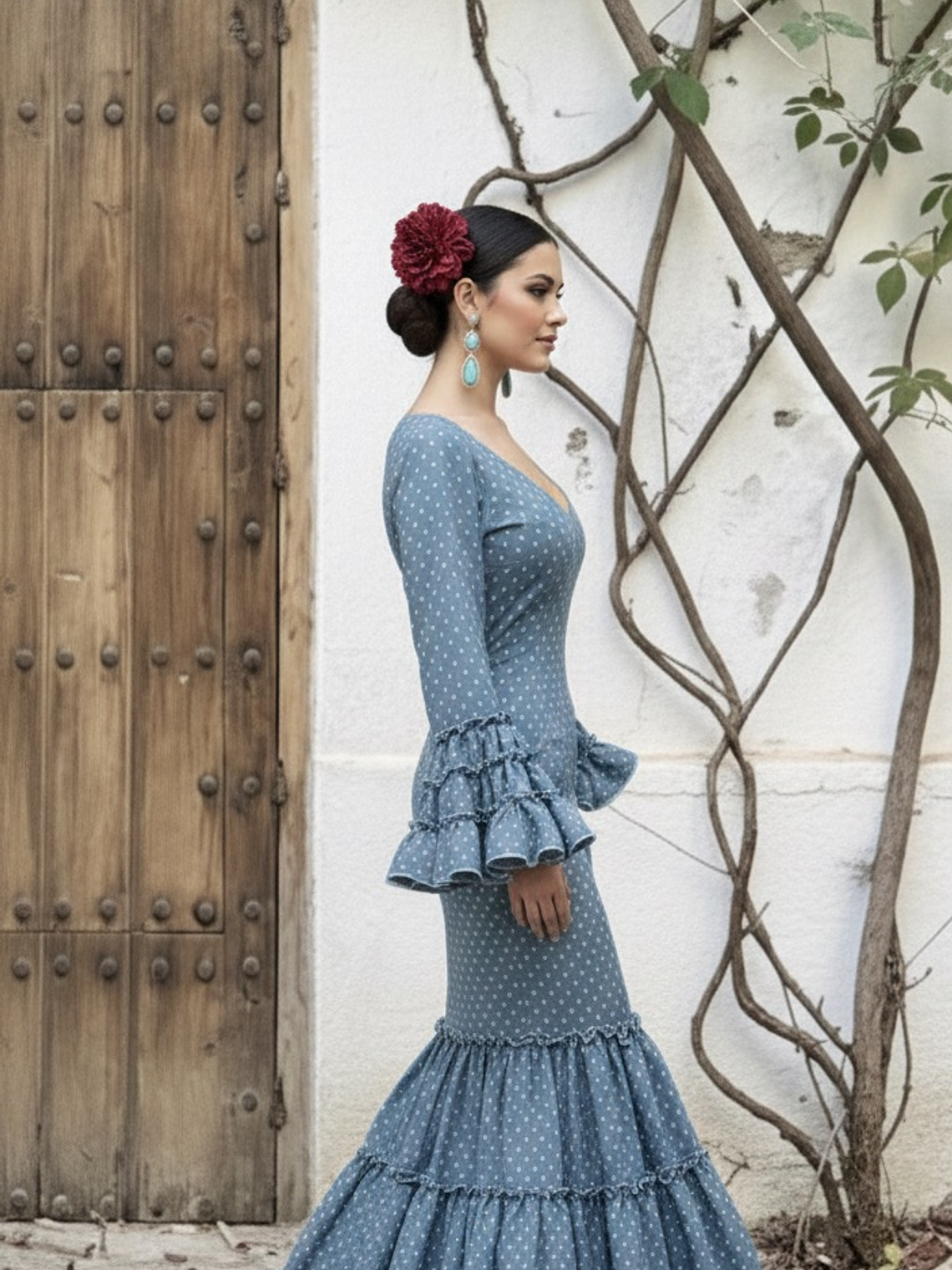 VESTIDO CARMEN PLOMO LUNAR CELESTE 2