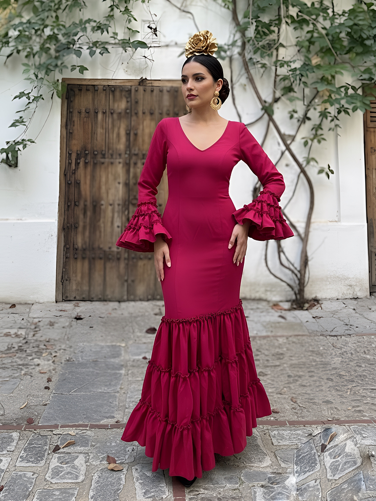 VESTIDO CARMEN FRAMBUESA LISO 1