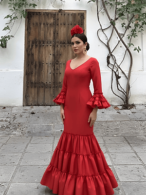 VESTIDO CARMEN ROJO LISO